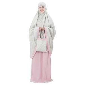 Mukena Tazbiya Little Kawung Grey-Pink